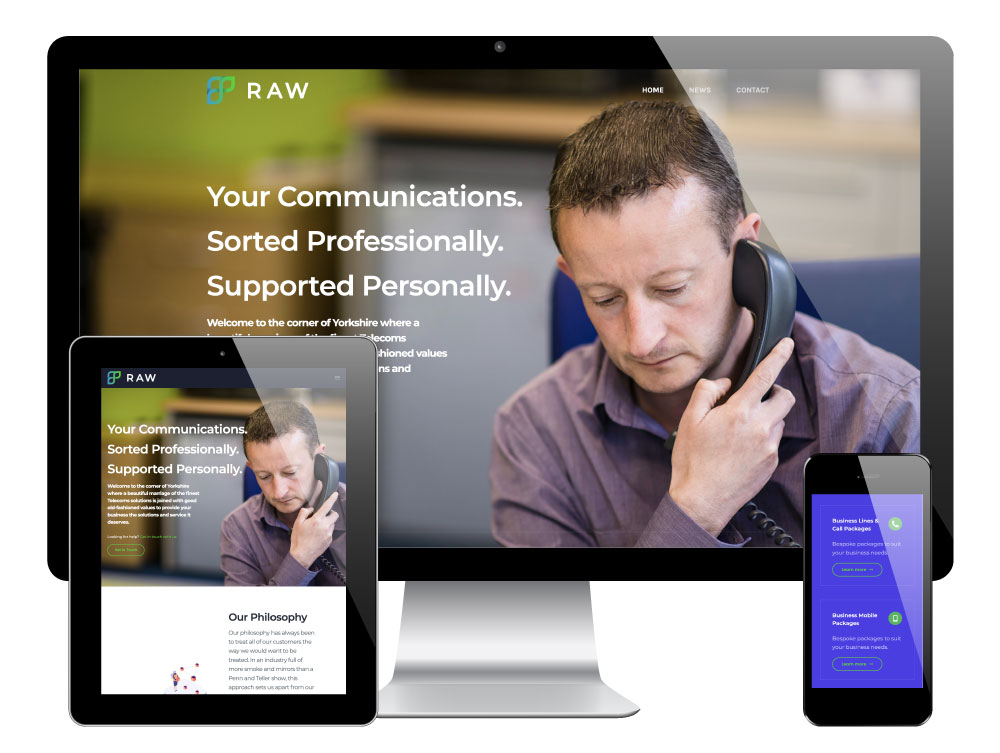 WordPress Website Designed & Built for Raw Communications, Rotherham